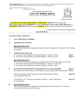 The Corporation of the City of White Rock 15322 Buena Vista Avenue, White Rock, B.C