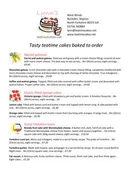 Tasty Teatime Cakes Baked to Order