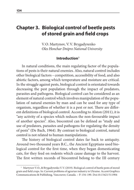 Chapter 3. Biological Control of Beetle Pests of Stored Grain and Field Crops