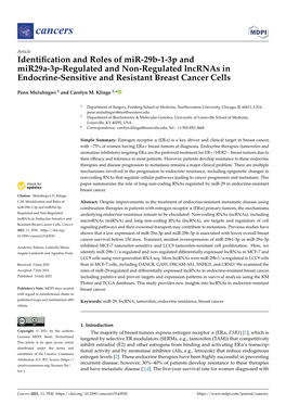 Identification and Roles of Mir-29B-1-3P and Mir29a