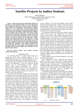 Satellite Projects by Indian Students