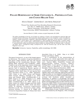 Pollen Morphology of Some Centaurea L., Psephellus Cass. and Cyanus Miller Taxa