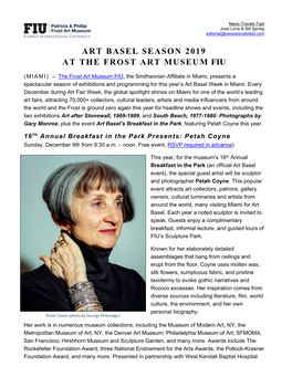 Art Basel Season 2019 at the Frost Art Museum Fiu