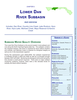 Lower Dan River Subbasin (HUC 03010104) Lower Dan River Subbasin (03010104)