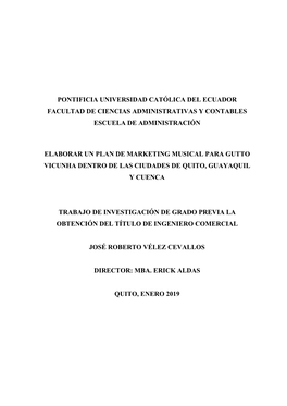 Pontificia Universidad Católica Del Ecuador Facultad De Ciencias Administrativas Y Contables Escuela De Administración