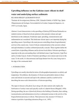Upwelling Influence on the Galician Coast