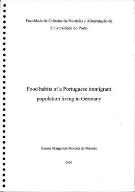 Food Habits of a Portuguese Immigrant Population Living in Germany