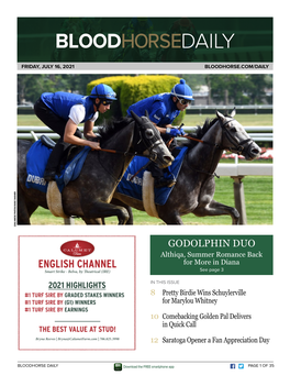 GODOLPHIN DUO Althiqa, Summer Romance Back for More in Diana See Page 3