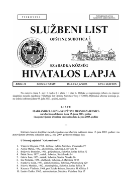 Službeni List Br. 36