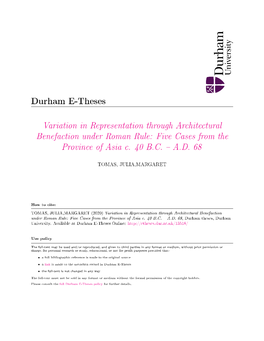 Variation in Representation Through Architectural Benefaction Under Roman Rule: Five Cases from the Province of Asia C