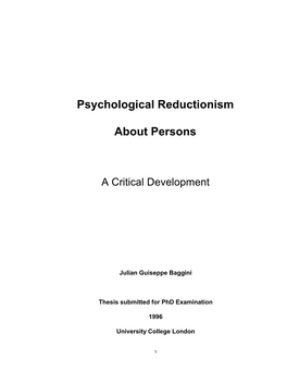 Psychological Reductionism About Persons