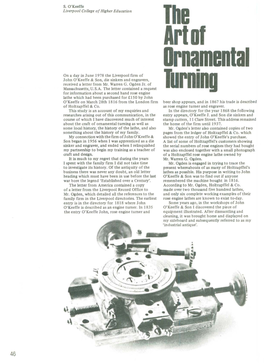 Ornamental Turning As Well As the Home of the Firm Until 1937