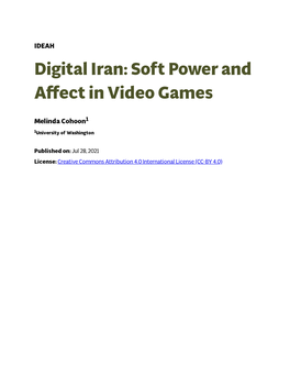 Digital Iran: Soft Power and Affect in Video Games