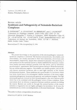 Symbiosis and Pathogenicity of Nematode-Bacterium Complexes