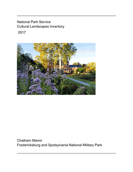 National Park Service Cultural Landscapes Inventory Chatham