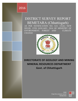 DISTRICT SURVEY REPORT BEMETARA (Chhattisgarh) AS PER NOTIFICATION NO