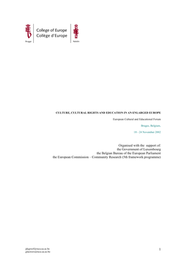 The Government of Luxembourg the Belgian Bureau of the European Parliament the European Commission – Community Research (5Th Framework Programme)