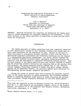 Terminology and Preparation Techniques of the Female Genitalia of Aedine Mosquitoes (Diptera: Culicidae)L