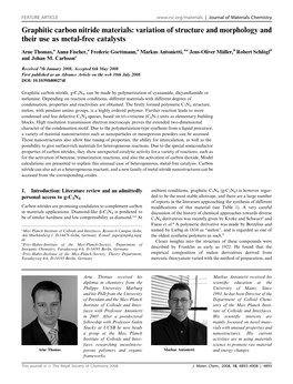 Graphitic Carbon Nitride Materials: Variation of Structure and Morphology and Their Use As Metal-Free Catalysts