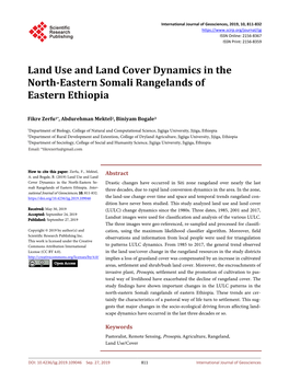 Land Use and Land Cover Dynamics in the North-Eastern Somali Rangelands of Eastern Ethiopia