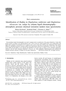 Identification of Illudins in Omphalotus Nidiformis and Omphalotus