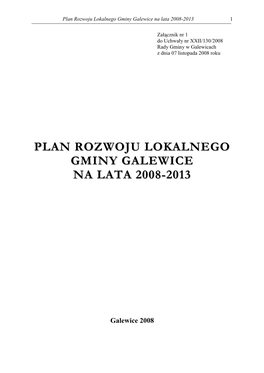 Plan Rozwoju Lokalnego Gminy Galewice Na Lata 2008-2013 1