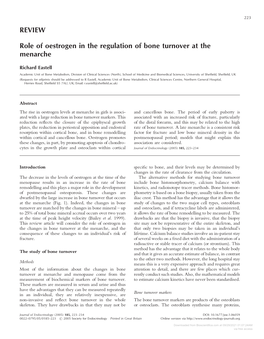 REVIEW Role of Oestrogen in the Regulation of Bone Turnover at The