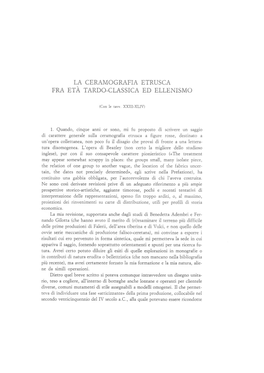 La Ceramografia Etrusca Fra Età Tardo-Classica Ed Ellenismo