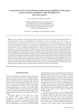 A Taxonomic Review of the Western Indian Ocean Goatfishes of the Genus Upeneus (Family Mullidae), with Descriptions of Four New Species