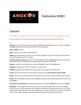 Publication RF001 Lexicon