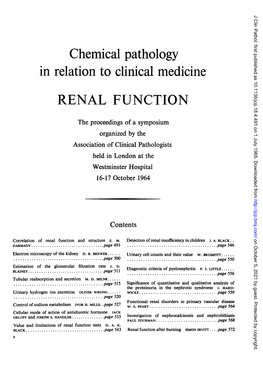 In Relation to Clinical Medicine RENAL FUNCTION