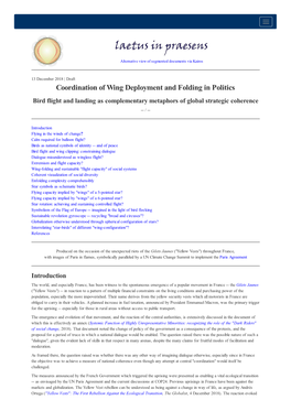 Coordination of Wing Deployment and Folding in Politics Bird Flight and Landing As Complementary Metaphors of Global Strategic Coherence -- /