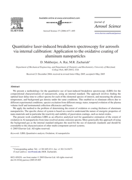 Quantitative Laser-Induced Breakdown Spectroscopy for Aerosols Via Internal Calibration: Application to the Oxidative Coating of Aluminum Nanoparticles D