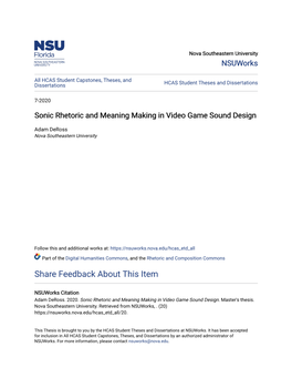 Sonic Rhetoric and Meaning Making in Video Game Sound Design