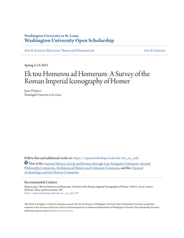A Survey of the Roman Imperial Iconography of Homer Juan Dopico Washington University in St