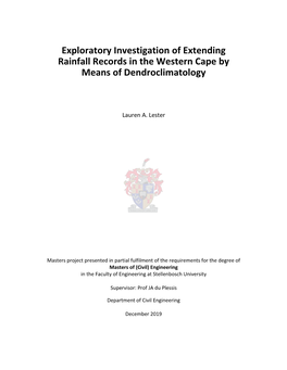 Exploratory Investigation of Extending Rainfall Records in the Western Cape by Means of Dendroclimatology