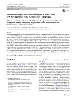 A Novel Homozygous Mutation in SZT2 Gene in Saudi Family with Developmental Delay, Macrocephaly and Epilepsy