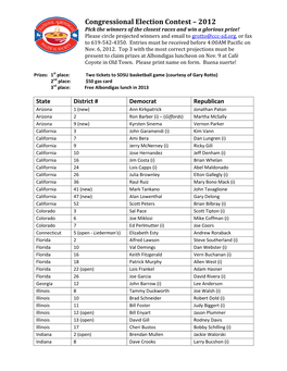 Congressional Election Contest – 2012