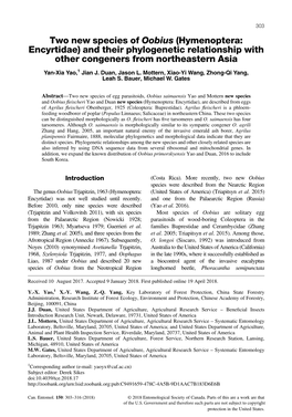 Two New Species of Oobius (Hymenoptera: Encyrtidae) and Their Phylogenetic Relationship with Other Congeners from Northeastern Asia