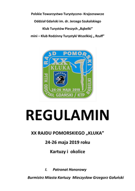 KLUKA” 24 - 26 Maj a 2019 Roku Kartuzy I Okolice