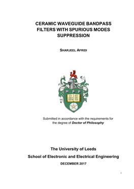 Ceramic Waveguide Bandpass Filters with Spurious Modes Suppression