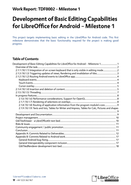 Development of Basic Editing Capabilities for Libreoffice for Android – Milestone 1