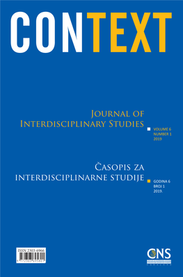 Journal of Interdisciplinary Studies Časopis Za Interdisciplinarne Studije