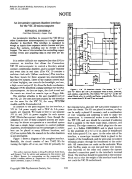 An Inexpensive Operant Chamber Interface for the VIC 20