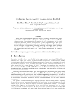Evaluating Passing Ability in Association Football