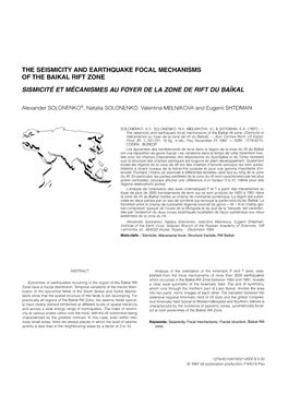 The Seismicity and Earthquake Focal Mechanisms of the Baikal Rift Zone