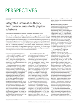 Integrated Information Theory: from Consciousness to Its Physical
