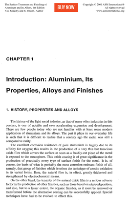 Aluminium, Its Properties, Alloys and Finishes