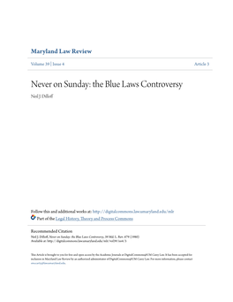 The Blue Laws Controversy Neil J