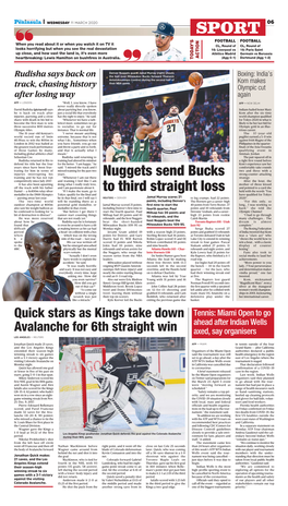 SPORT Nuggets Send Bucks to Third Straight Loss